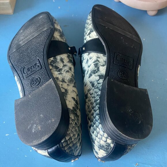 CIRCUS by SAM EDELMAN Women's US8.5 Blk & Wht Leather Snakeskin-embossed Loafer - Picture 6 of 7